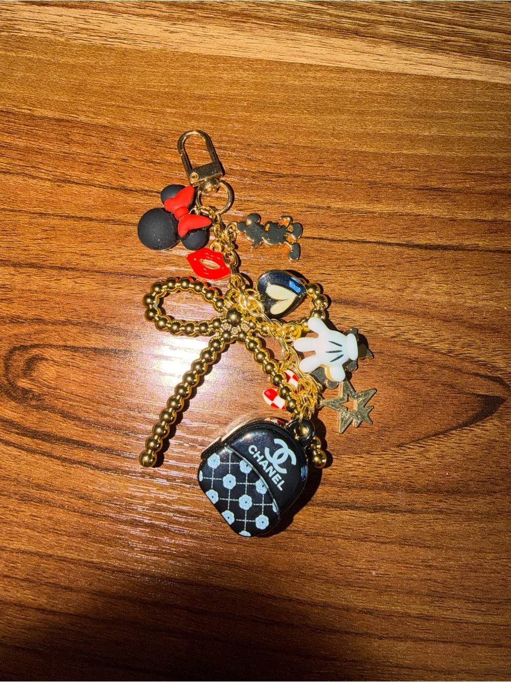Source Unknown Black & Gold Chanel-Inspired Charm Keychain